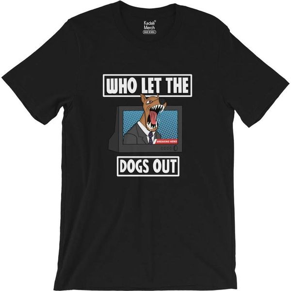 Horror Line - Maglietta "Who Let The Dogs Out"" Per Uomo/Donna Unisex PN1018 (L) (Nero)"-image