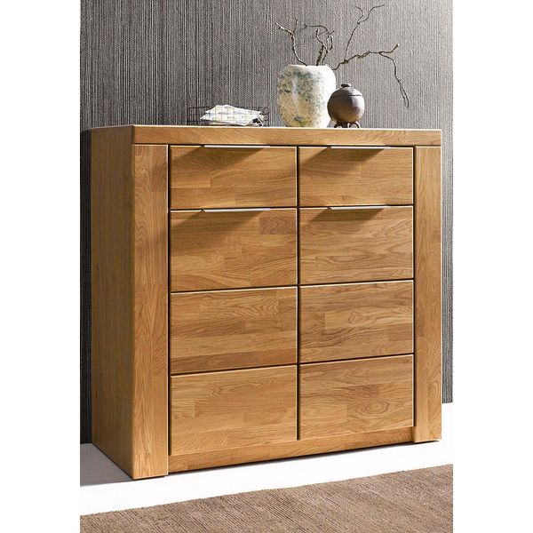 Kommode Otto Home "Zara", Braun (Eiche Teilmassiv), B:100Cm H:95Cm T:40Cm, Holz Teilmassiv, Sideboards, Kommode, Breite 100 Cm-image