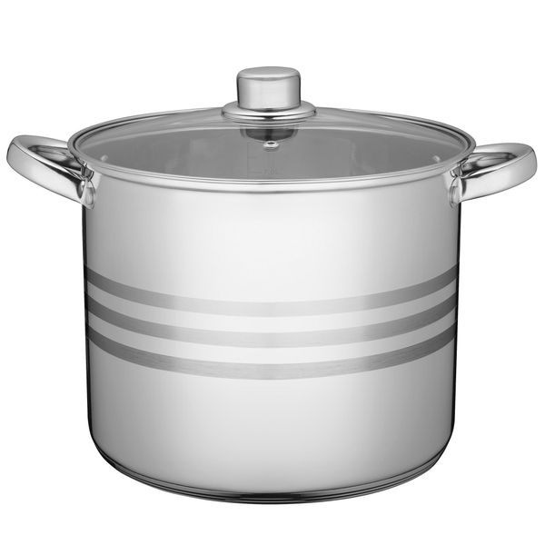 Pentola Kadax "Sveg"", Pentola Alta In Acciaio Inox Con Coperchio, Pentola Universale, Pentola Per Verdure, Argento, 21L"-image