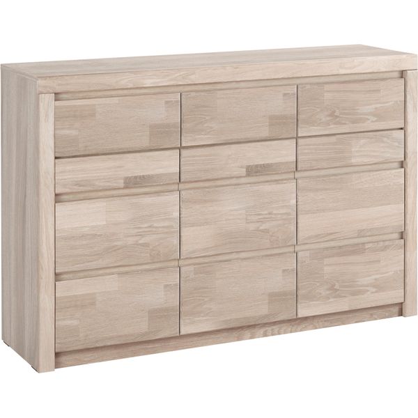Kommode Otto Home "Silkeborg", Braun (Eiche Weiß Gekalkt Teilmassiv), B:130Cm H:85Cm T:35Cm, Holz Teilmassiv, Sideboards, Kommode, Breite 130 Cm-image