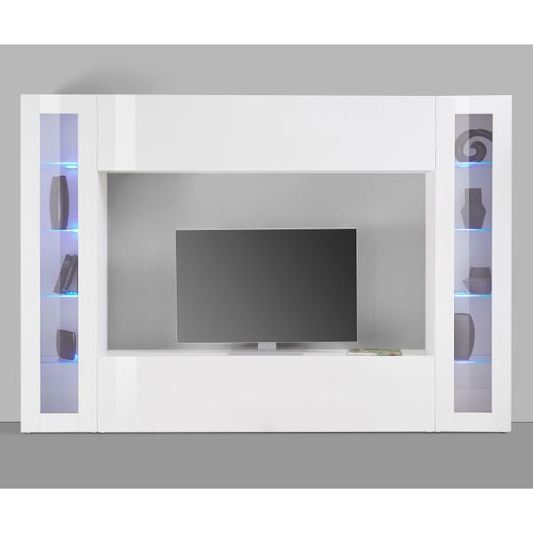 Wohnwand Home Affaire "Maruska", Weiß (Weiß Hochglanz), B:260Cm H:180Cm T:30Cm, Holzwerkstoff, KastenmöBel-Sets, Wohnwand, 4-Tlg, Breite 260 Cm-image