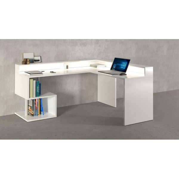 Eckschreibtisch Home Affaire "Esse, Schreibtisch Im Modernen Design", Weiß (Weiß Hochglanz), B:180Cm H:92,5Cm T:160Cm, Tische, Eckschreibtisch, Mit Oder Ohne Monitoraufsatz Breite 180/160 Cm, "Made In Italy"-image