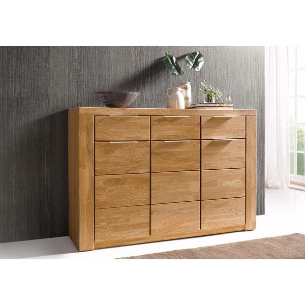 Sideboard Otto Home "Zara", Braun (Eiche Teilmassiv), B:140Cm H:95Cm T:40Cm, Holz Teilmassiv, Sideboards, Sideboard, Breite 140 Cm-image