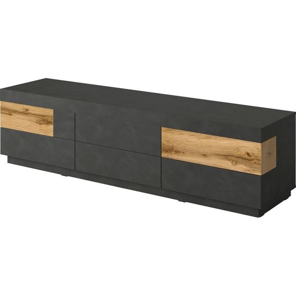 Lowboard Otto Home "Silke", Grau (Anthrazit Matera, Votaneichefarben), B:206Cm H:54Cm T:50Cm, Sideboards, Lowboard, Breite 206 Cm, Hochglanzfronten-image