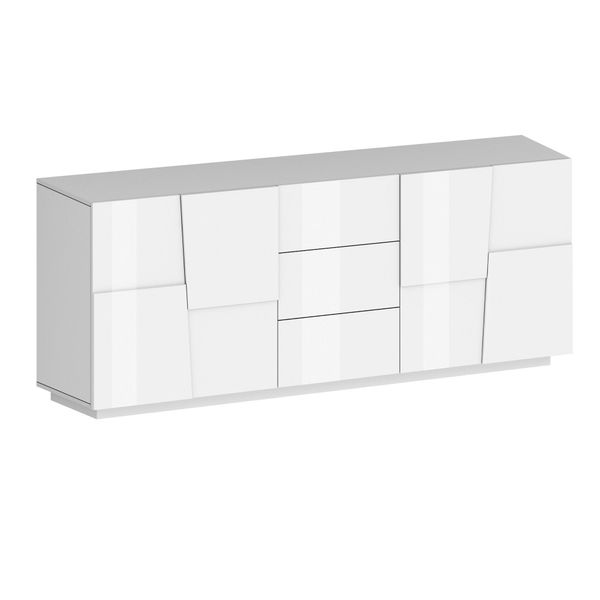 Sideboard Home Affaire "Pongo", Weiß (Weiß Hochglanz), B:220Cm H:86Cm T:44,2Cm, Holzwerkstoff, Sideboards, Sideboard-image