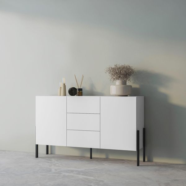 Sideboard Otto Home "Jukon, Breite 150 Bzw.180 Cm, Moderne Grifflose Kommode", Weiß, B:150Cm H:90Cm T:40Cm, Sideboards, Sideboard, Schubladenschrank 2 TüRen/3 SchubkäSten, Push-To-Open-Funktion-image