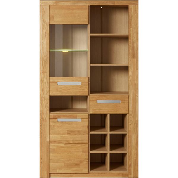 Vitrine Otto Home "Kolding", Braun (Eiche Teilmassiv), B:100Cm H:180Cm T:40Cm, Holz Teilmassiv, SchräNke, Vitrine, Teilmassiv-image
