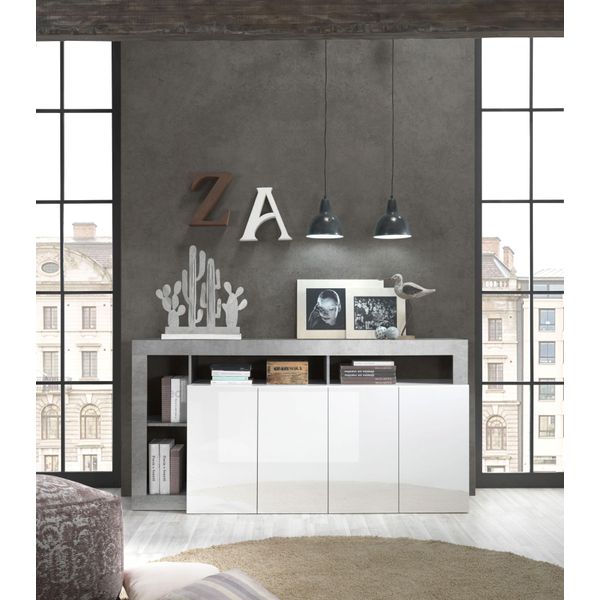 Sideboard Home Affaire "Hamburg", Grau (Weiß, Betonoptik), B:184Cm H:93Cm T:42Cm, Sideboards, Sideboard, Breite 184 Cm-image