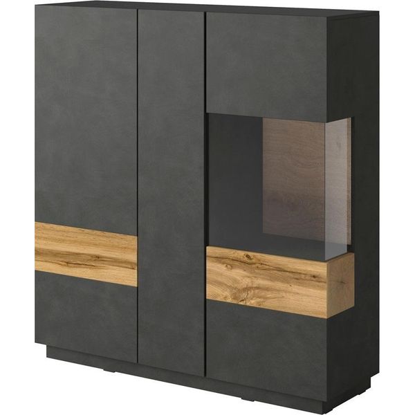 Sideboard Otto Home "Silke", Grau (Anthrazit Matera, Votaneichefarben), B:130Cm H:139Cm T:40Cm, Sideboards, Sideboard, Breite 130 Cm-image