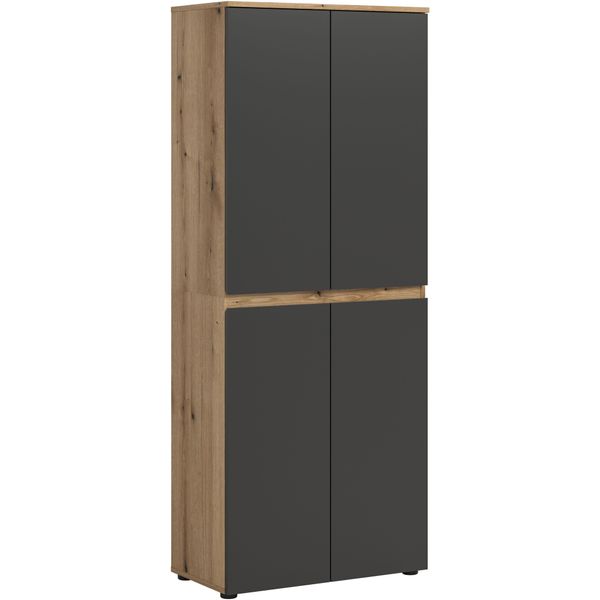Mehrzweckschrank Home Affaire "Cipela, 70X175 Cm, Viel Stauraum, Variable EinlegeböDen, Kleiderstange", Evoke Oak Nachbildung, Anthrazit, B:70Cm H:175Cm T:37Cm, Fsc-Zertifizierter Holzwerkstoff, SchräNke, Mehrzweckschrank, Schuhschrank, Kleiderschrank, Universalschrank, Aktenschrank, Schrank-image
