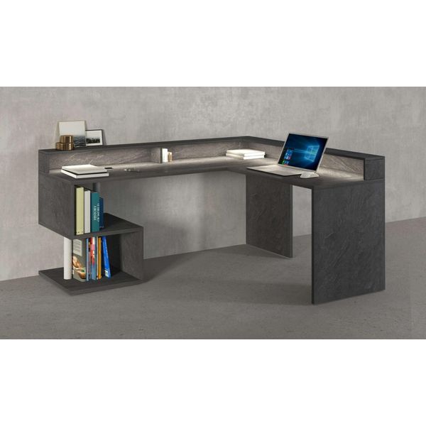 Eckschreibtisch Home Affaire "Esse, Schreibtisch Im Modernen Design", Grau (Schiefer), B:180Cm H:92,5Cm T:160Cm, Tische, Eckschreibtisch, Mit Oder Ohne Monitoraufsatz Breite 180/160 Cm, "Made In Italy"-image