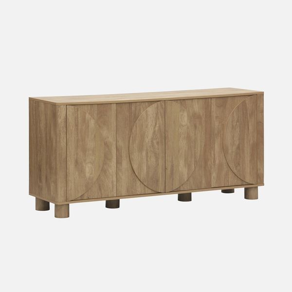 Credenza Esotica Effetto Legno Di Mango 4 Ante, 155Cm, Albero Di Mango-image
