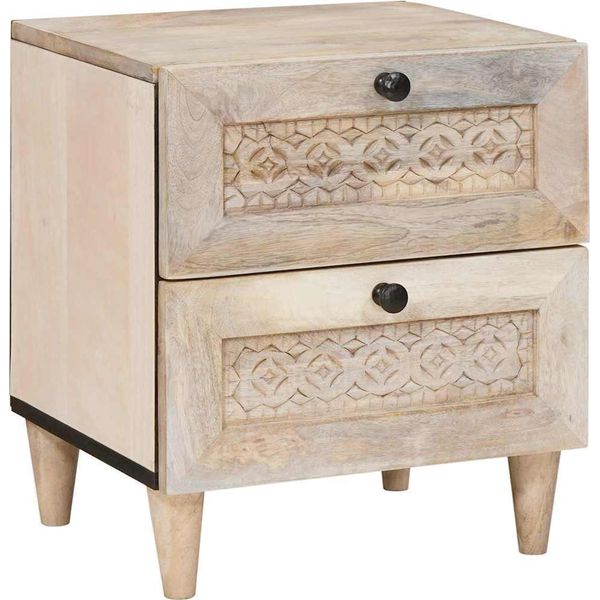Syfax™ Armadio Da Notte Beige 40 X 33 X 46 Cm Legno Massello Di Acacia-image