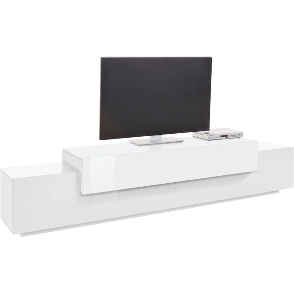 Lowboard Home Affaire "Coro,Lowboard,Tv-Kommode,Tv-MöBel,Tv-Bank", Weiß (Weiß, Weiß Hochglanz), B:240Cm H:51,6Cm T:45Cm, Sideboards, Lowboard, Mit 3 Klappen, (B/T/H) 240X45X51,6 Cm-image