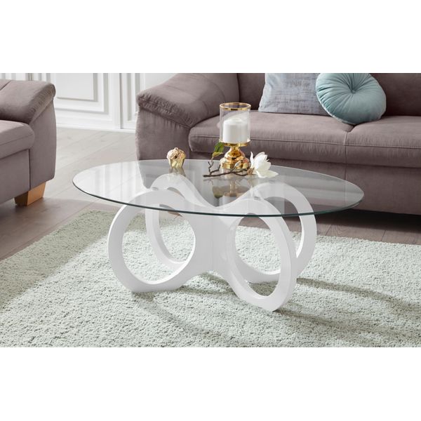Couchtisch Otto Home "Citro", Weiß (Weiß, Weiß), B:110Cm H:42Cm T:70Cm, Tische, Couchtisch, In Ovaler Form, Elegant-image
