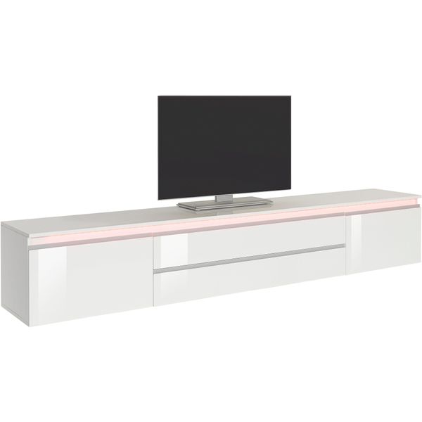 Lowboard Home Affaire "Magic,Lowboard,Tv-Kommode,Tv-MöBel,Tv-Bank", Weiß (Weiß Hochglanz), B:240Cm H:40Cm T:40Cm, Sideboards, Lowboard, Hochglanzlackiert, Alugriff, 2 TüRen, 2 SchubkäSten,B/T/H 240×40×40 Cm-image