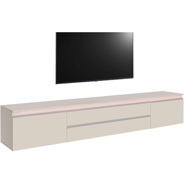 Lowboard Home Affaire "Magic,Lowboard,Tv-Kommode,Tv-MöBel,Tv-Bank", Kaschmir Matt, B:240Cm H:40Cm T:40Cm, Sideboards, Lowboard, Alugriff, 2 TüRen, 2 SchubkäSten, B/T/H 240×40×40 Cm, Kaschmir Matt-image