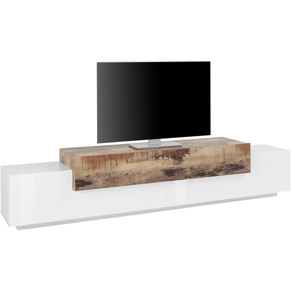 Lowboard Home Affaire "Coro,Lowboard,Tv-Kommode,Tv-MöBel,Tv-Bank", Weiß (Weiß Hochglanz, Ahornfarben), B:240Cm H:51,6Cm T:45Cm, Sideboards, Lowboard, Mit 3 Klappen, (B/T/H) 240X45X51,6 Cm-image