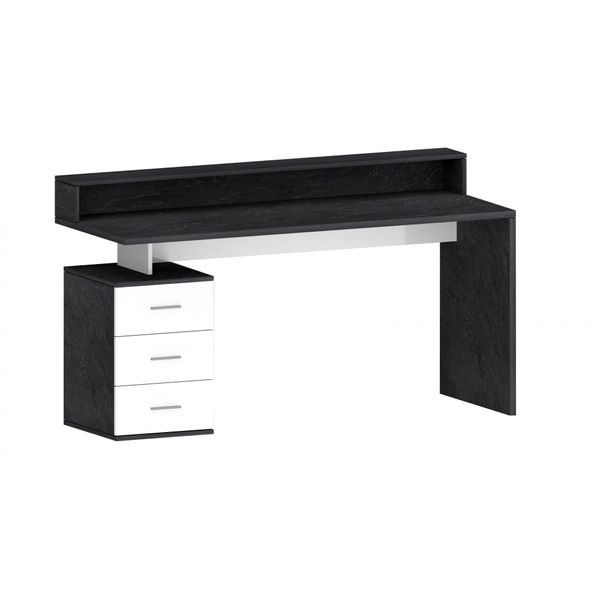 Schreibtisch Home Affaire "New Selina", Grau (Schiefer, Weiß Hochglanz), B:160Cm H:90Cm T:60Cm, Tische, Schreibtisch, Hochwertiges Ital. Design-image