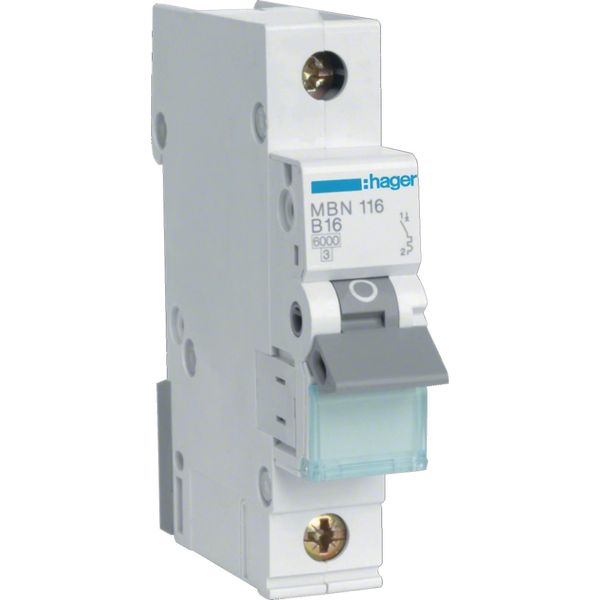 Interruttore Hager Ls 1 Polo 6Ka B Caratteristica 16A 1 Modulo Hager MBN116-image
