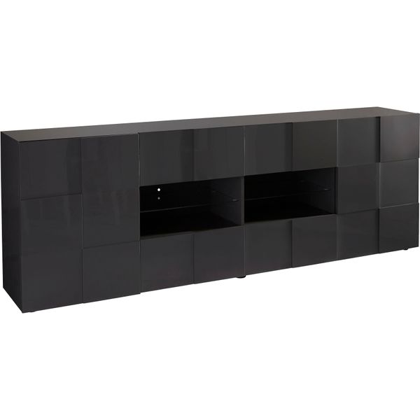 Sideboard Home Affaire "Dama Breite 241, Kommode 2 TüRen U. 4 SchubkäSten, Anrichte", Grau (Anthrazit Hochglanz Lack), B:241Cm H:84Cm T:42Cm, Sideboards, Sideboard, Front In 3D-Optik, Viel Stauraum, Verschiedene Farben-image