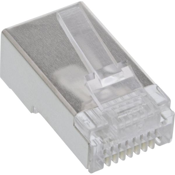 Inline® 74000 Spina Modulare 8P8C RJ45 Per Crimpaggio Su Cavo Rotondo, Schermato, Confezione Da 10-image
