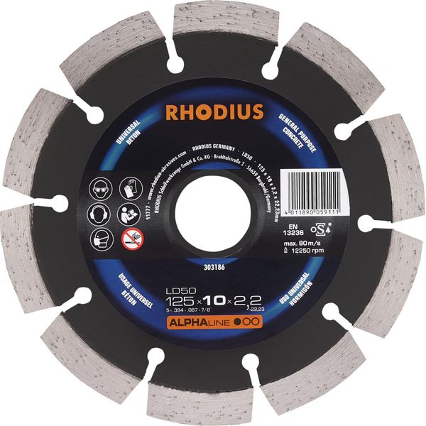 Rhodius Alphaline LD50 Disco Da Taglio Diamantato 125 X 10,0 X 2,2 X 22,23 Mm-image