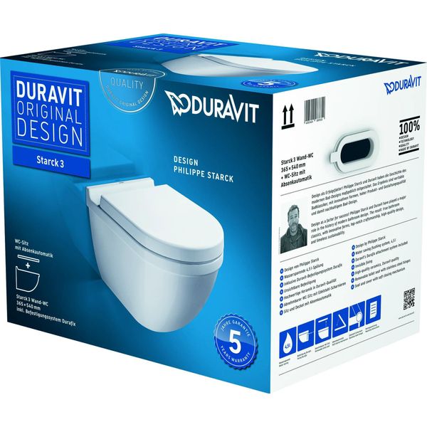Set Per Wc Sospeso Duravit Starck 3 + Sedile Per Wc Con Chiusura Ammortizzata, Incluso-image