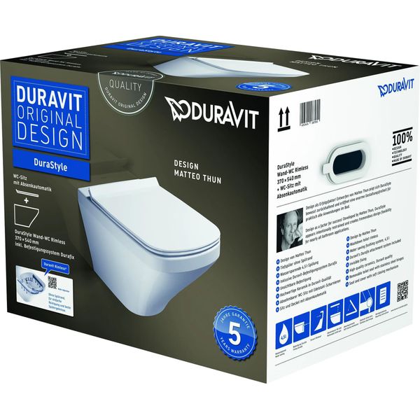 Duravit Durastyle Wc Sospeso Set Senza Bordo + Sedile Per Wc Con Chiusura Ammortizzata, Incluso-image
