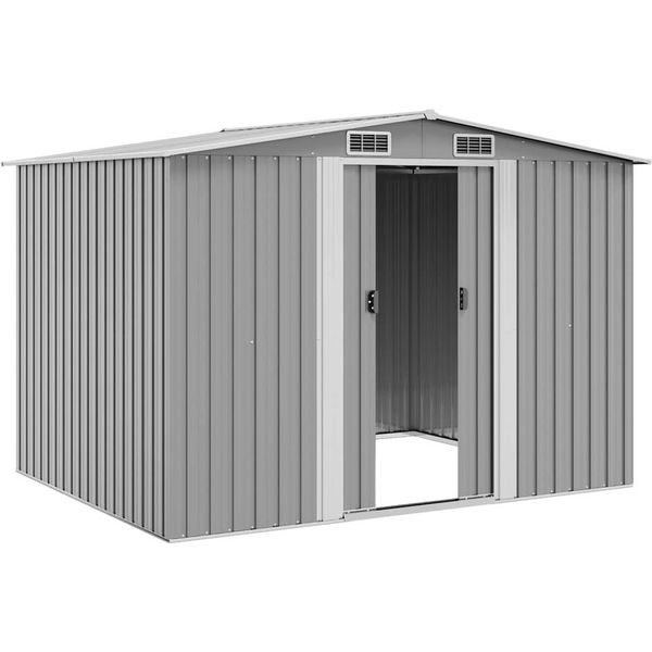 Vidaxl Casetta Da Giardino In Metallo Grigio 257 X 205 X 178 Cm-image