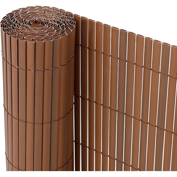 Stuoia Per Recinzione Privacy Schermo In Pvc Per Recinzione Privacy Circa 1,2 X 5 M Marrone - B-Merce Molto Buona-image