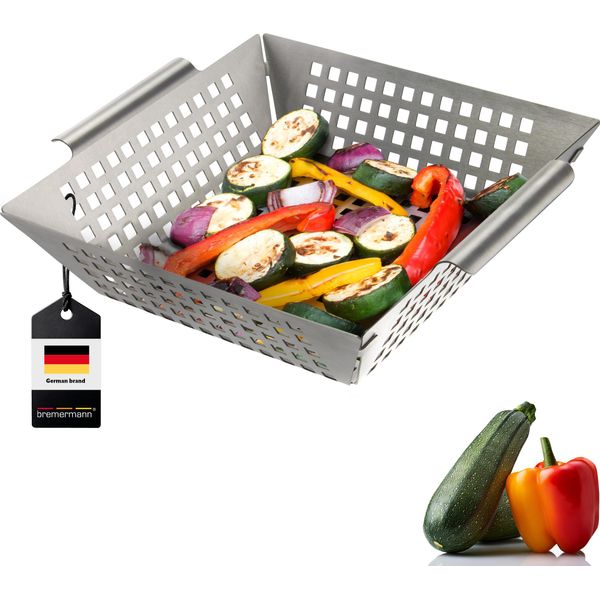 Bremermann Cestino Per Griglia 25 X 21 X 6,5 Cm Padella Per Grigliare In Acciaio Inox Piastra Per Grigliare-image
