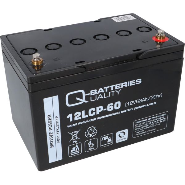 Q-Batteries 12LCP-60 / 12V - 63Ah Batteria Al Piombo Acido Tipo Agm - Deep Cycle Vrla-image