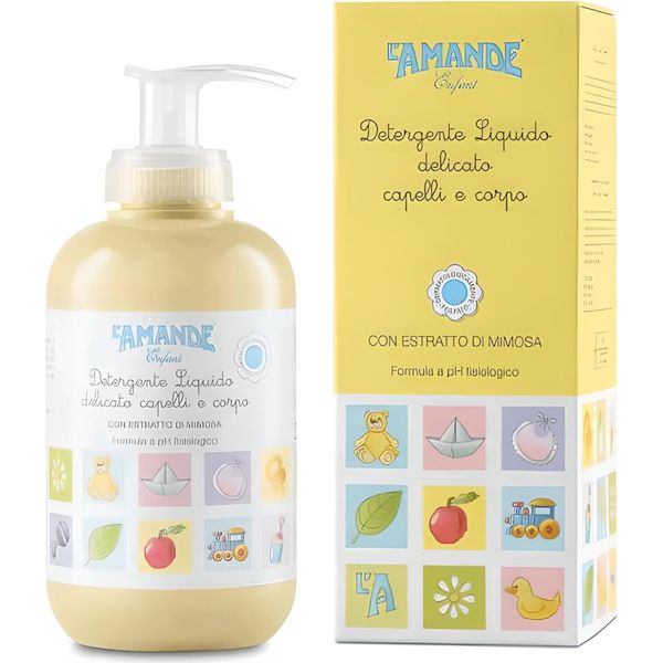 L'amande Gentle Liquid Cleanser For Children 250 Ml With Mimosa Extract Physiological Ph Body Wash For Baby Body And Hair-image