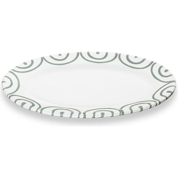 Ceramica Gmundner Grigio Fiammato, Piatto Ovale Con Bandiera (21X14 Cm)-image
