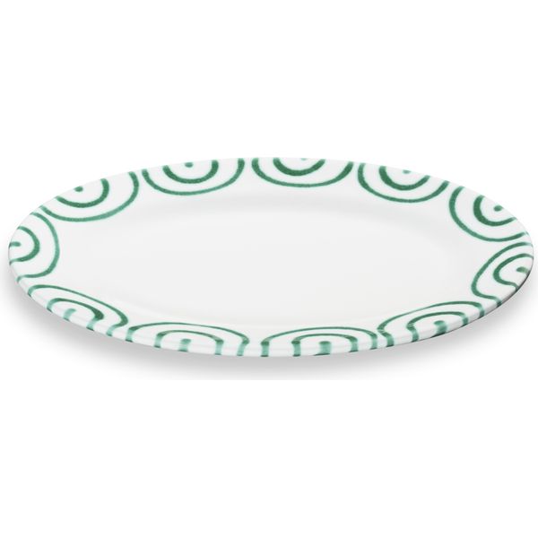 Ceramica Gmundner Verde Fiammato, Piatto Ovale Con Bandiera (21X14 Cm)-image