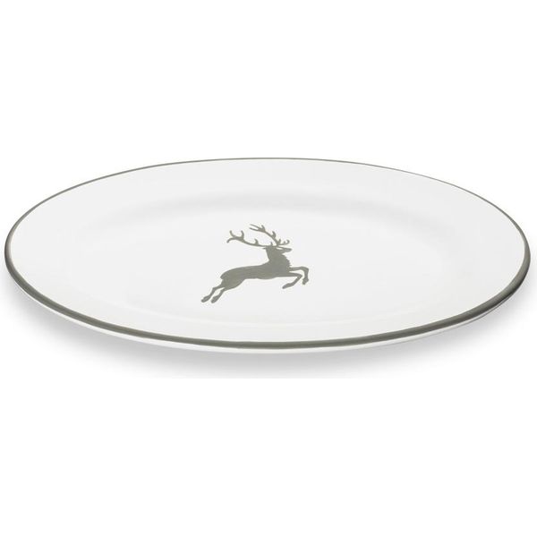 Ceramica Gmundner Cervo Grigio, Piatto Ovale Con Bandiera (21X14Cm)-image
