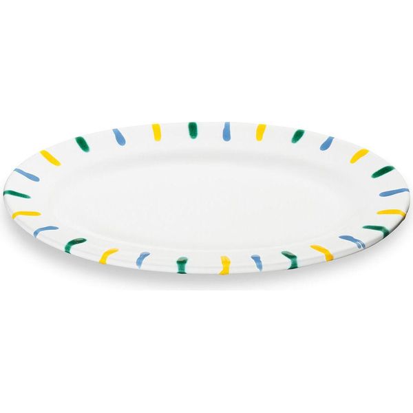 Ceramica Gmundner Piatto Ovale Fiammato Colorato Con Bandiera (21X14 Cm)-image