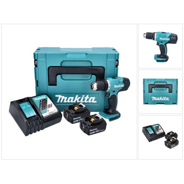 Avvitatore A Batteria Makita Ddf 453 Rtj 18 V 42 Nm + 2X Batterie 5,0 Ah + Caricabatterie + Makpac-image