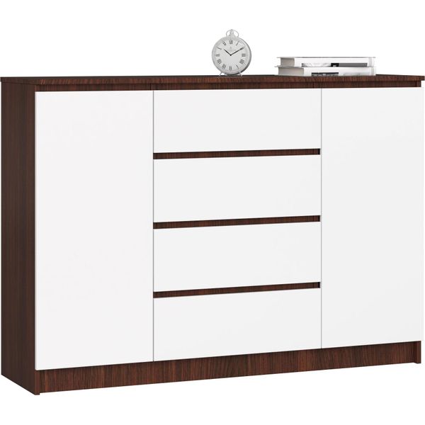 Akord Mobile Con 2 Ante E 4 Cassetti Wenge/Bianco 138X40X99 Cm-image