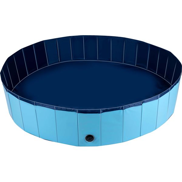 Maxxpro Piscina Per Cani 160 X 30 Cm - Razze Canine Di Grandi Dimensioni - Pieghevole - Fondo Antiscivolo - Con Valvola Di Scarico - Blu-image
