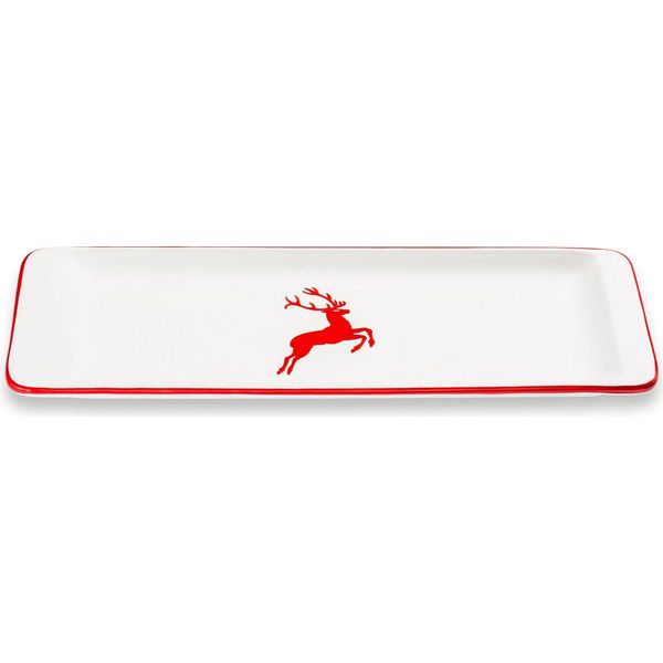 Ceramica Gmundner Cervo Rosso Rubino, Piatto Stollen 42 X 16 Cm-image
