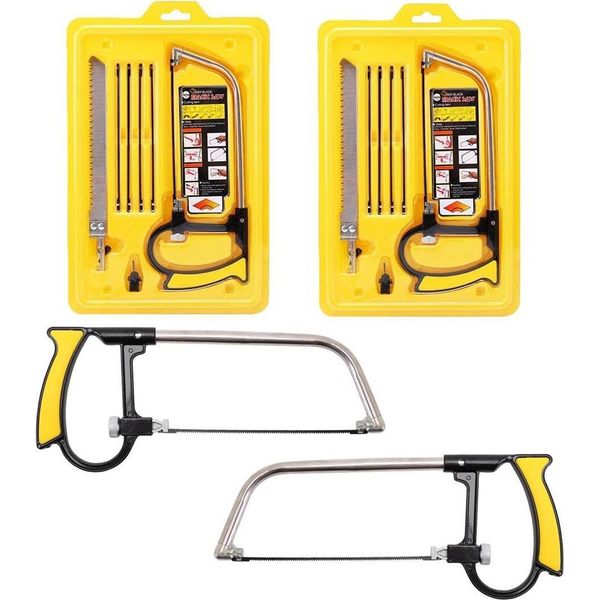 Set Di 2 Seghetti A Mano Per Legno E Metallo | Sega A Mano Multifunzionale Per Il Campeggio E L'outdoor | Sega A Filo Multiuso 7 In 1 | Sega A Tazza Con Lama 6X Per Metallo, Vetro, Piastrelle E Legno | Sega A Traforo-image