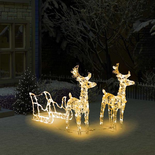 Vidaxl Renna E Slitta Decorazione Natalizia 160 Led 130 Cm Acrilico-image