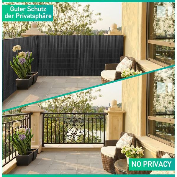 Jiubiaz Schermo Privacy Stuoia Schermo Privacy In Pvc Giardino Recinzione Privacy Balcone Recinzione Frangivento Balcone Rivestimento Antracite 160X1000Cm-image