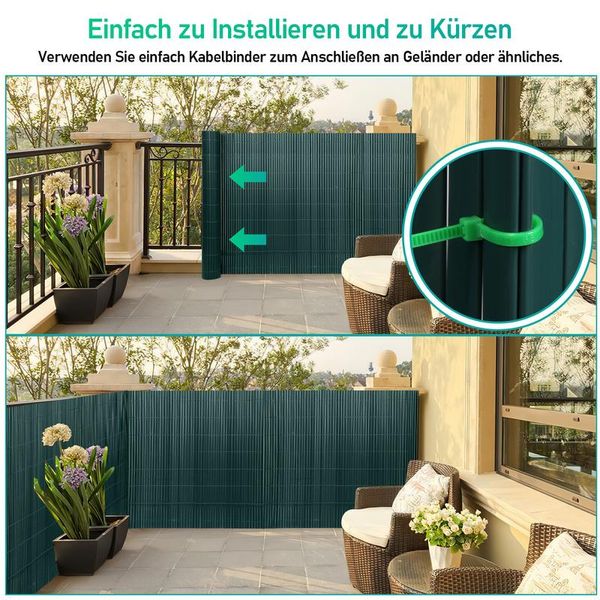 Jiubiaz Schermo Privacy Stuoia Schermo Privacy Pvc Giardino Privacy Recinzione Balcone Recinzione Frangivento Balcone Pannellatura Verde 120X600Cm-image