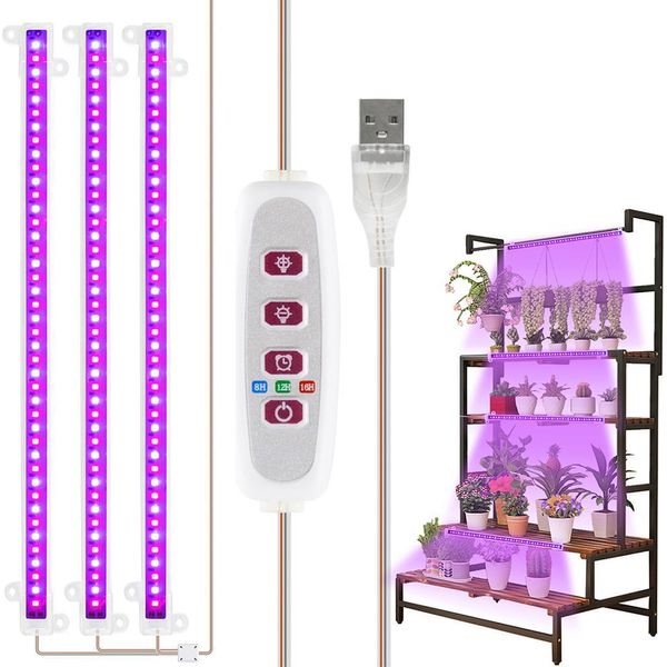 30CM 126 Led Lampada Per Piante Da Interno Luce Rossa Blu Luce Pianta Crescere Lampada Con Timer E 5 Livelli Di Luminosità 300LM Usb Crescere Striscia Di Luce-image