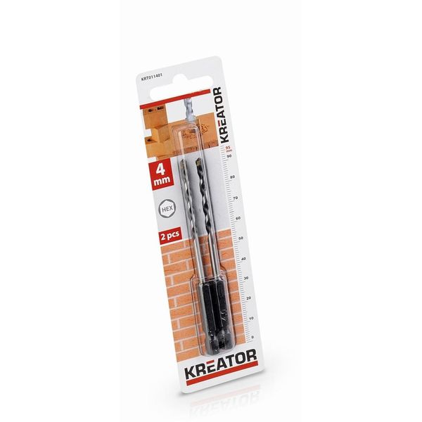 Kreator KRT011401 - 2 Pezzi Di Punte Hex Per Pietra E Muratura 4,0 X 95 Mm-image