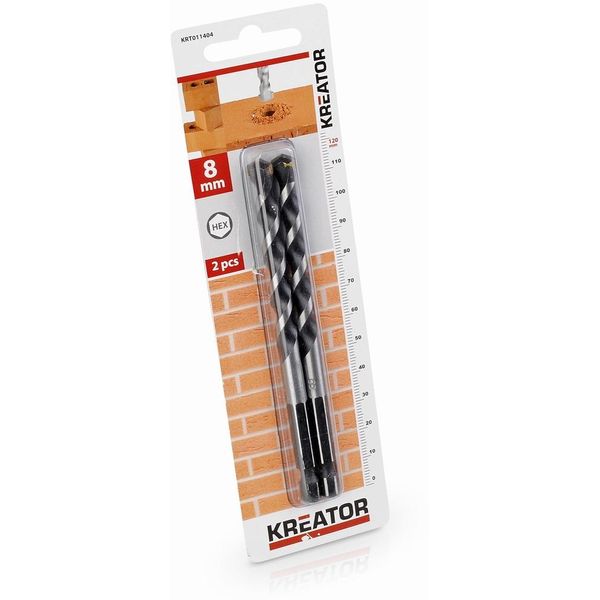 Kreator KRT011404 - 2 Pezzi Di Punte Hex Per Pietra E Muratura 8,0 X 120 Mm-image