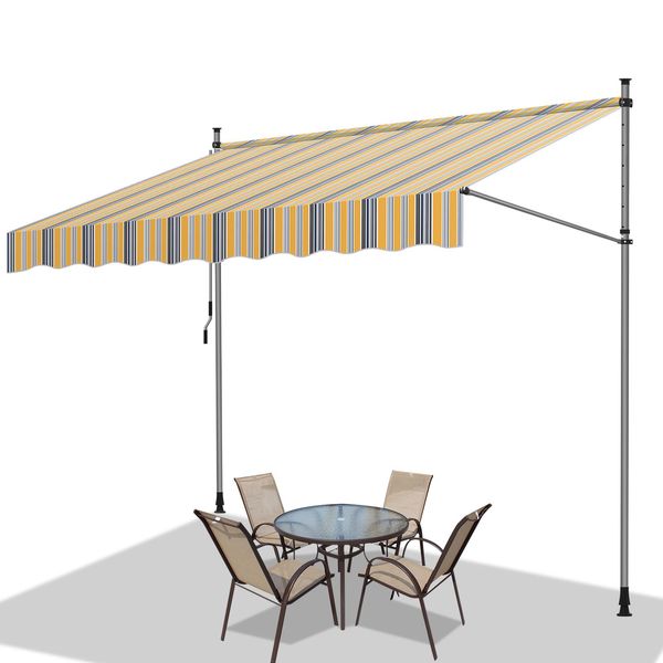 Jiubiaz Tenda Da Sole A Morsetto Tenda Da Sole Per Balcone Tenda Da Sole Per Giardino Resistente Ai Raggi Uv Tenda Da Sole A Braccio Pieghevole Giallo Blu 3M-image